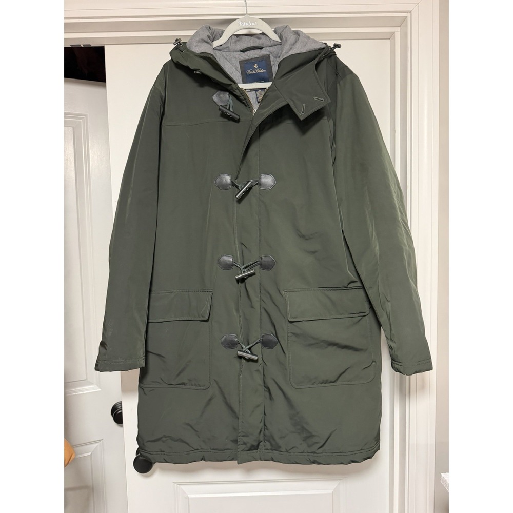 Brooks Brothers hooded duffle toggle coat, Olive Green, Men's Size XL